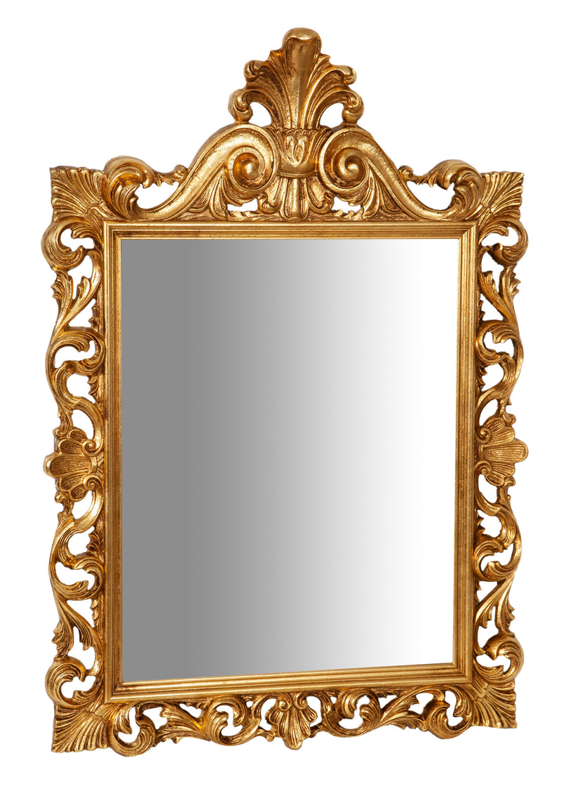 Biscottini SPECCHIERA DA PARETE IN LEGNO FINITURA FOGLIA ORO ANTICATO MADE IN ITALY