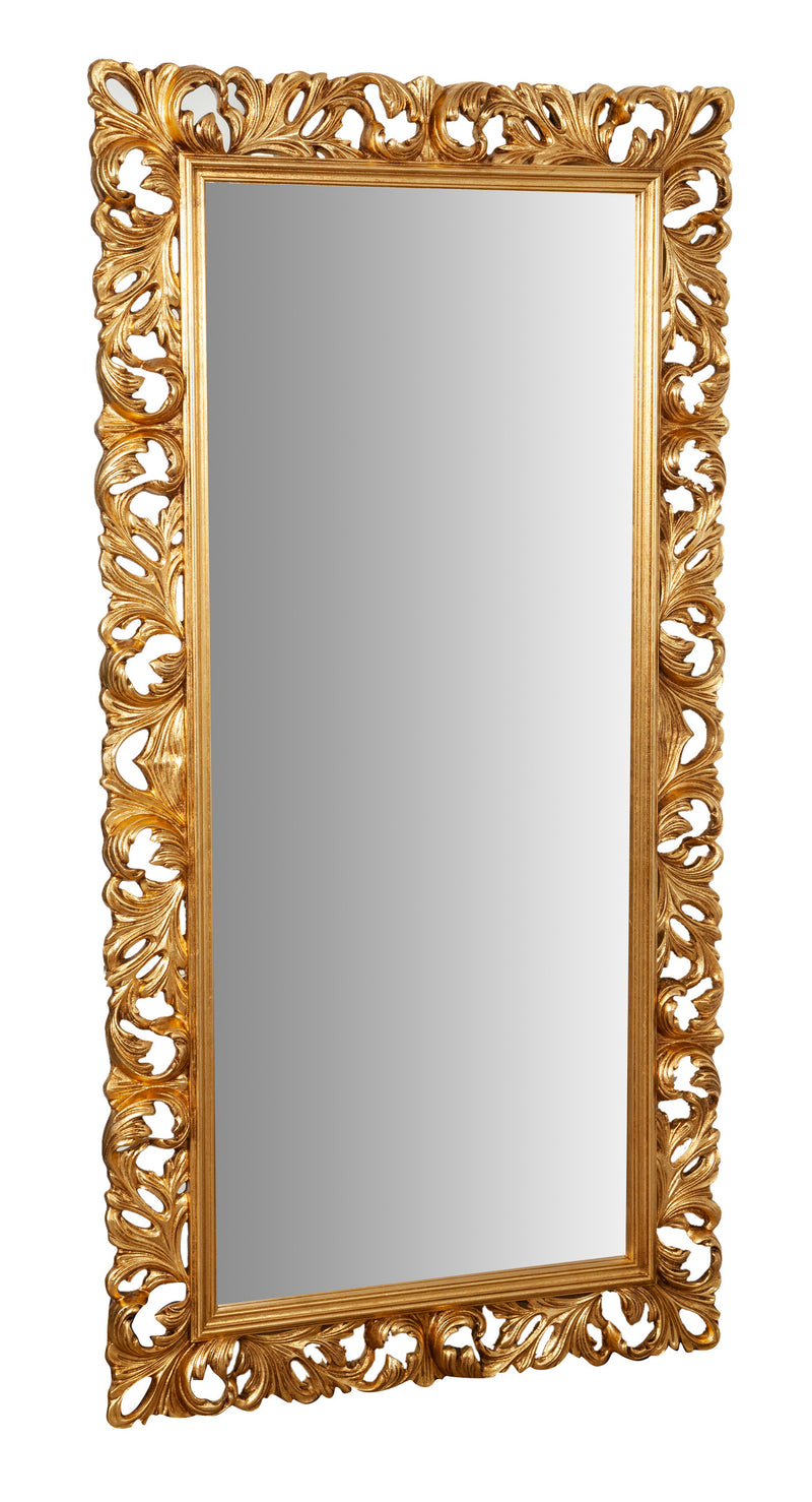 Biscottini SPECCHIERA DA PARETE IN LEGNO FINITURA FOGLIA FOGLIA ORO ANTICATO MADE IN ITALY