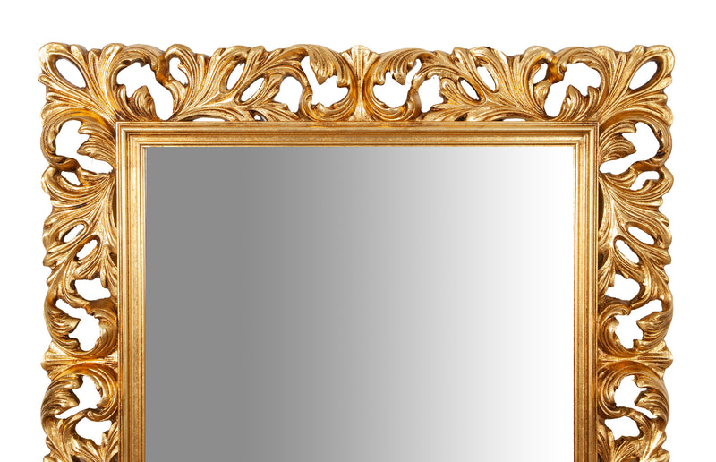 Biscottini SPECCHIERA DA PARETE IN LEGNO FINITURA FOGLIA FOGLIA ORO ANTICATO MADE IN ITALY