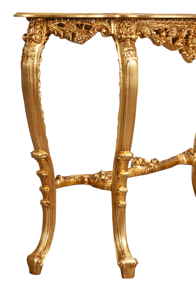 Biscottini CONSOLLE IN FINITURA FOGLIA ORO ANTICATO MADE IN ITALY dimensioni lunghezza