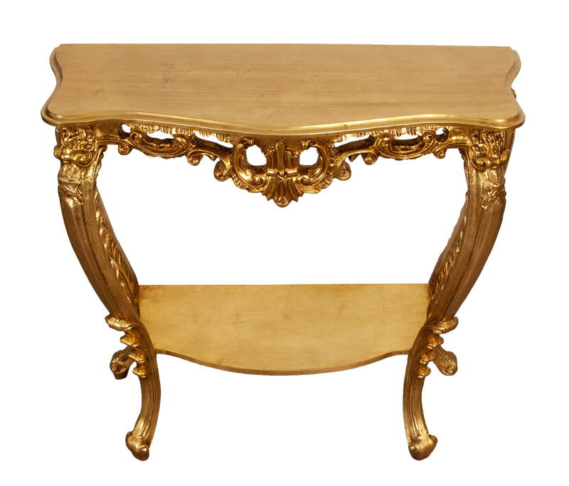 Biscottini CONSOLLE IN LEGNO FINITURA FOGLIA ORO ANTICATO MADE IN ITALY dimensioni