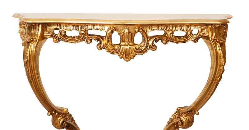 Biscottini CONSOLLE IN LEGNO FINITURA FOGLIA ORO ANTICATO MADE IN ITALY dimensioni