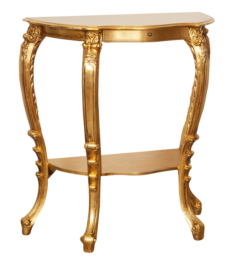 Biscottini CONSOLLE IN LEGNO FINITURA FOGLIA FOGLIA ORO ANTICATO MADE IN ITALY dimensioni