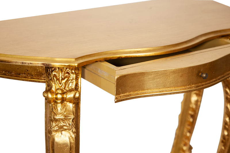 Biscottini CONSOLLE IN LEGNO FINITURA FOGLIA FOGLIA ORO ANTICATO MADE IN ITALY dimensioni