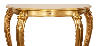 Biscottini CONSOLLE IN LEGNO FINITURA FOGLIA FOGLIA ORO ANTICATO MADE IN ITALY dimensioni