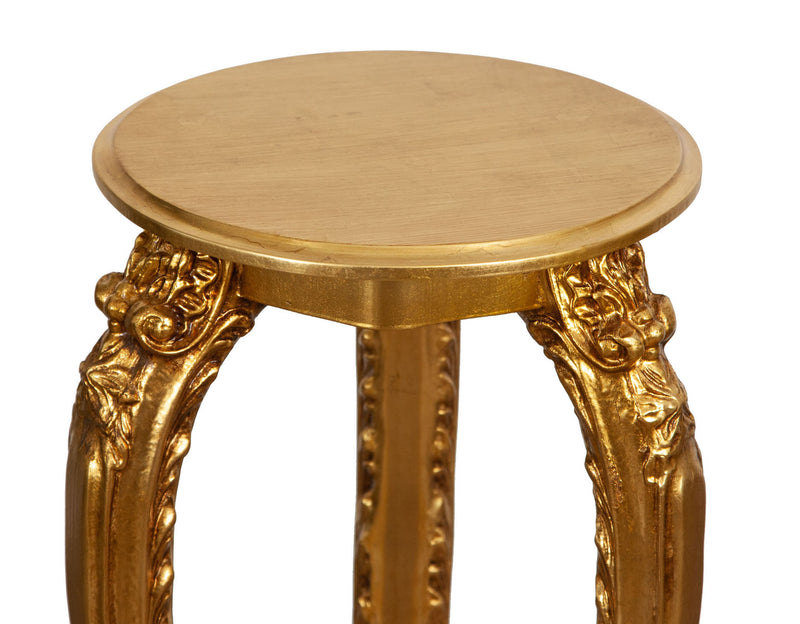 Biscottini PANCHETTO PORTAVASO IN FINITURA FOGLIA ORO ANTICATO MADE IN ITALY Tavolino