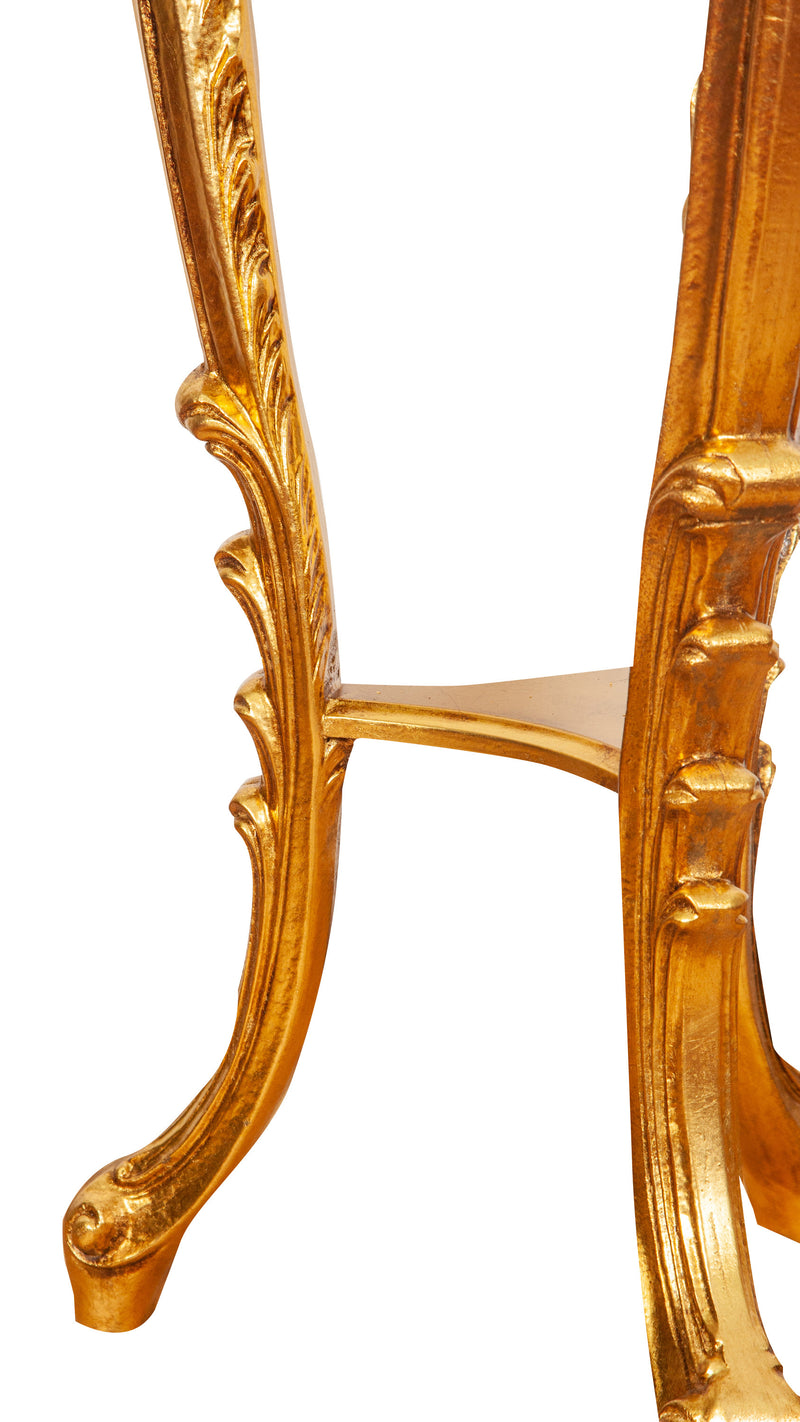 Biscottini PANCHETTO PORTAVASO IN FINITURA FOGLIA ORO ANTICATO MADE IN ITALY Tavolino