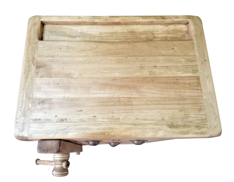 Biscottini Banco da lavoro Country in legno massello di tiglio finitura naturale Made in Italy