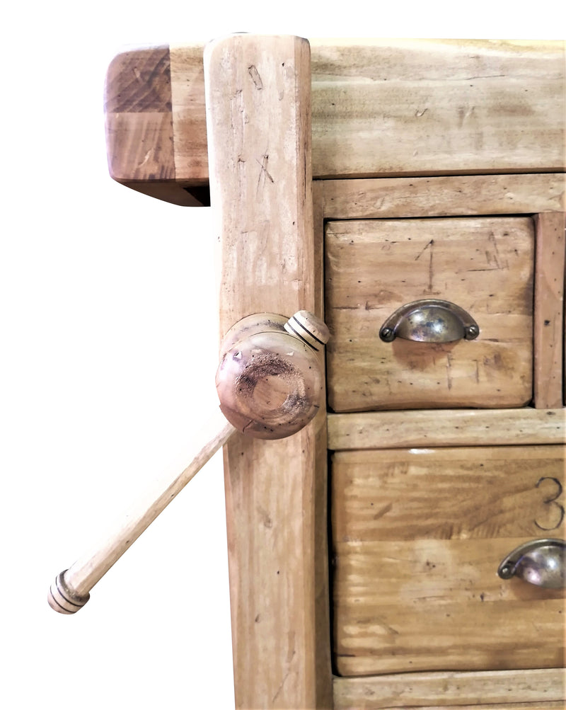 Biscottini Banco da lavoro Country in legno massello di tiglio finitura naturale Made in Italy