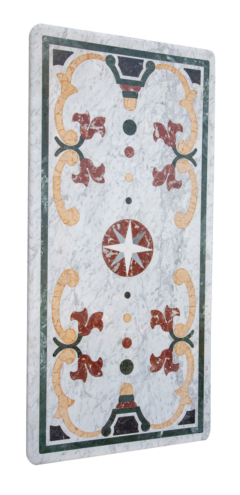 Biscottini PIANO TAVOLO RETTANGOLARE IN MARMO INTARSIATO Carrara dimensioni 180x90