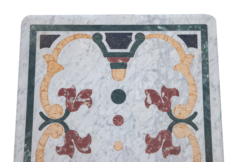 Biscottini PIANO TAVOLO RETTANGOLARE IN MARMO INTARSIATO Carrara dimensioni 180x90