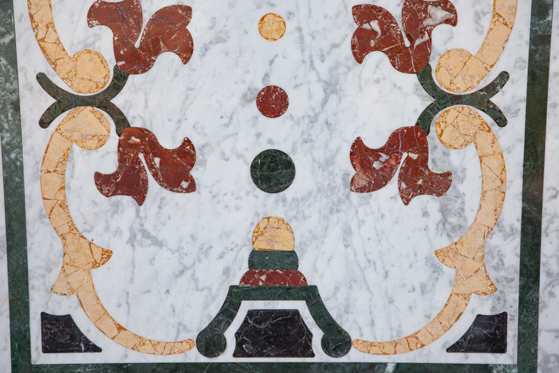 Biscottini PIANO TAVOLO RETTANGOLARE IN MARMO INTARSIATO Carrara dimensioni 180x90