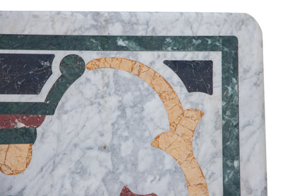 Biscottini PIANO TAVOLO RETTANGOLARE IN MARMO INTARSIATO Carrara dimensioni 180x90