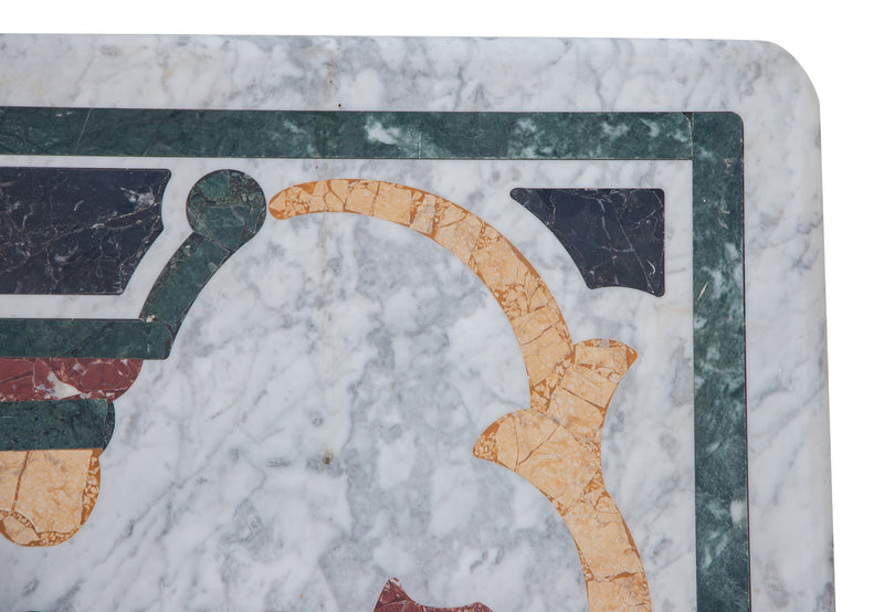 Biscottini PIANO TAVOLO RETTANGOLARE IN MARMO INTARSIATO Carrara dimensioni 180x90