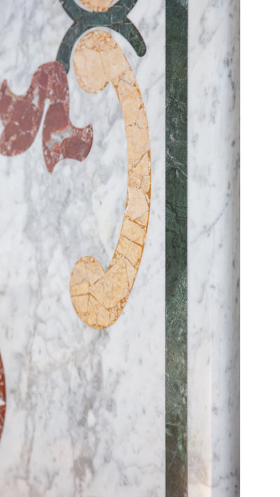 Biscottini PIANO TAVOLO RETTANGOLARE IN MARMO INTARSIATO Carrara dimensioni 180x90