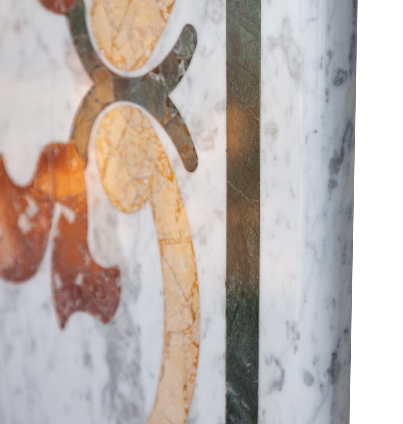 Biscottini PIANO TAVOLO RETTANGOLARE IN MARMO INTARSIATO Carrara dimensioni 180x90