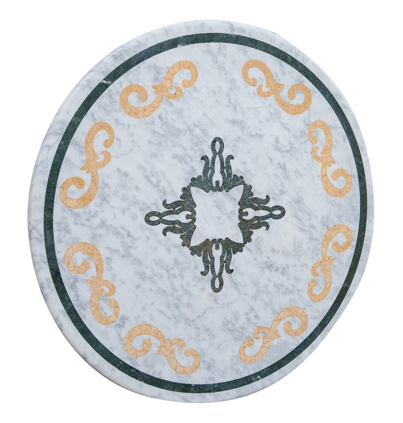 Biscottini PIANO TAVOLO ROTONDO IN MARMO INTARSIATO Carrara dimensioni 130x130 Offerta