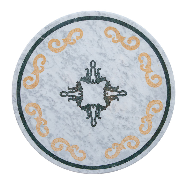 Biscottini PIANO TAVOLO ROTONDO IN MARMO INTARSIATO Carrara dimensioni 130x130 Offerta