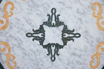 Biscottini PIANO TAVOLO ROTONDO IN MARMO INTARSIATO Carrara dimensioni 130x130 Offerta