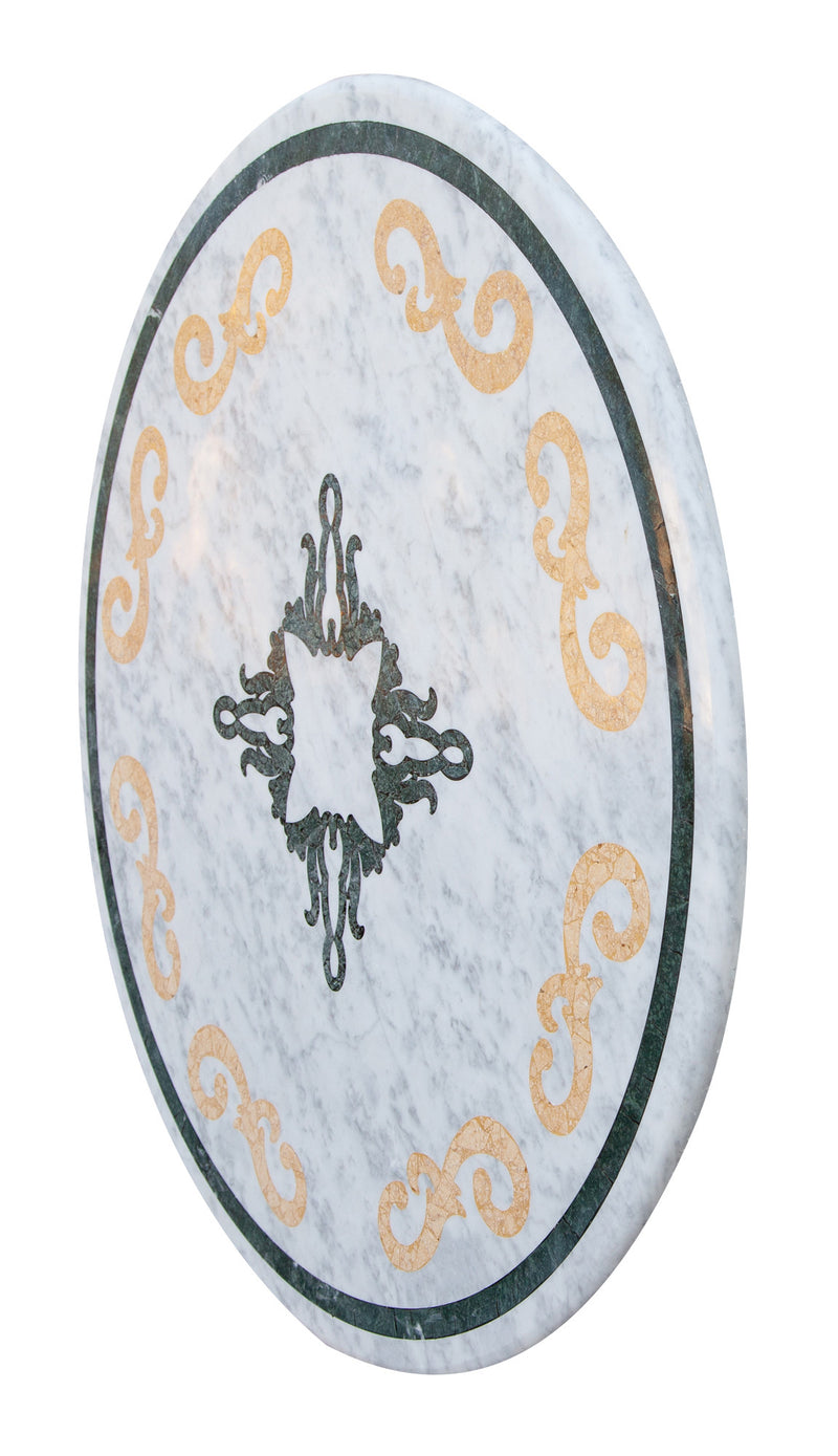 Biscottini PIANO TAVOLO ROTONDO IN MARMO INTARSIATO Carrara dimensioni 130x130 Offerta