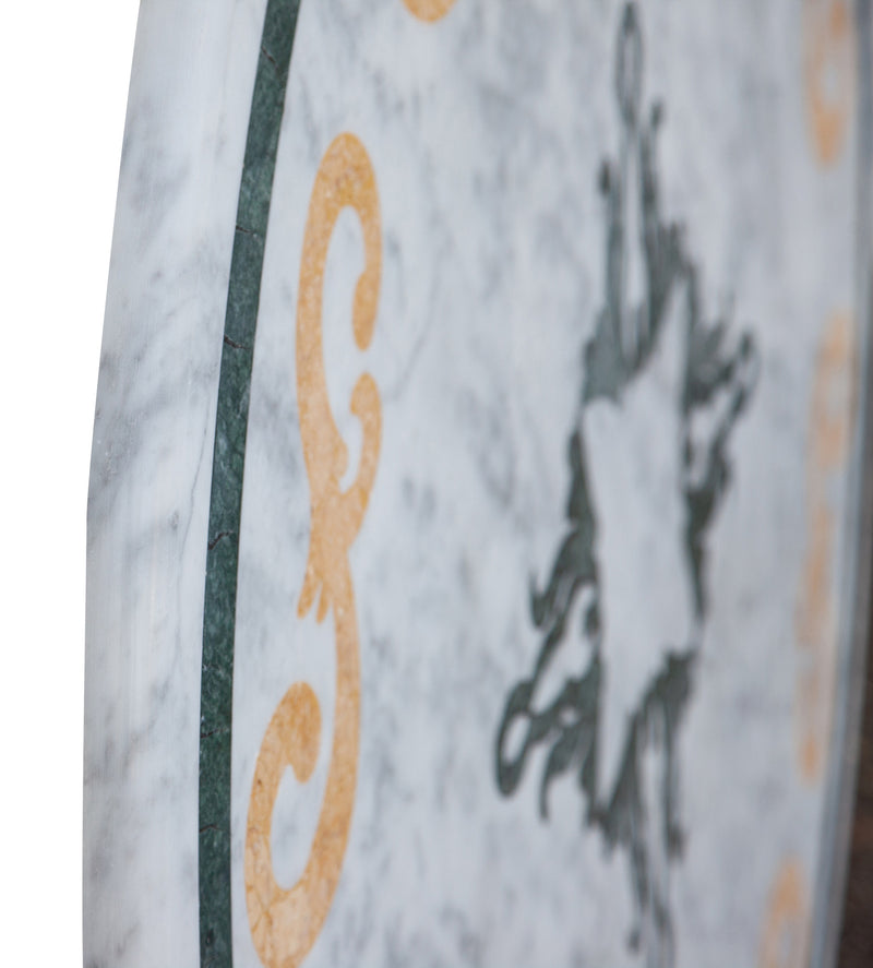 Biscottini PIANO TAVOLO ROTONDO IN MARMO INTARSIATO Carrara dimensioni 130x130 Offerta