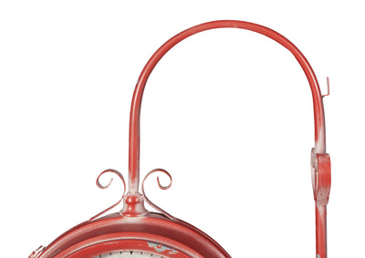 Biscottini Orologio bifacciale da parete tipo stazione in ferro finitura rosso anticato