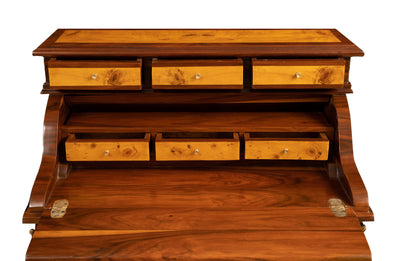 Biscottini Scrittoio secretaire in legno impiallacciato finitura noce arricchito con particolari intarsi totalmente realizzati a mano