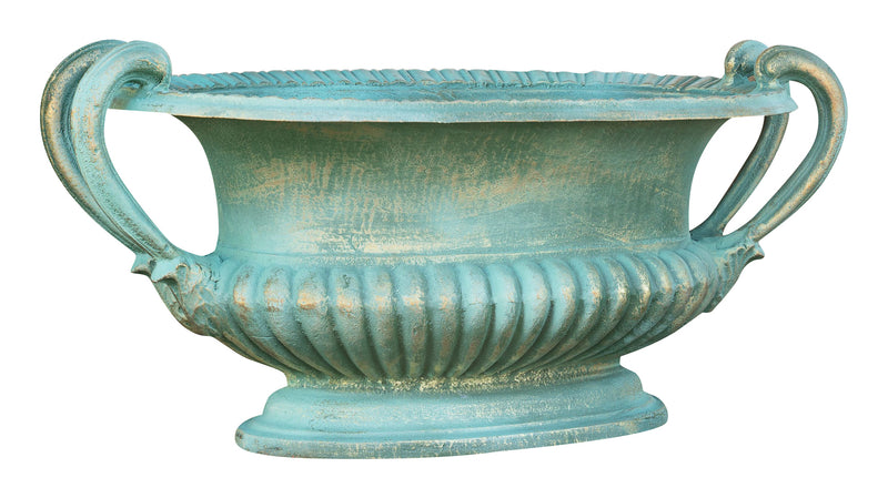 Biscottini Vaso con manici in fusione di ghisa finitura verde anticata Stabile robusto