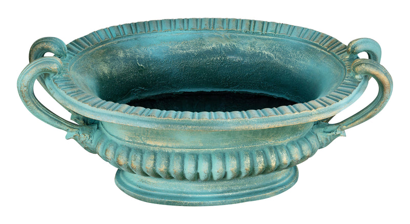 Biscottini Vaso con manici in fusione di ghisa finitura verde anticata Stabile robusto