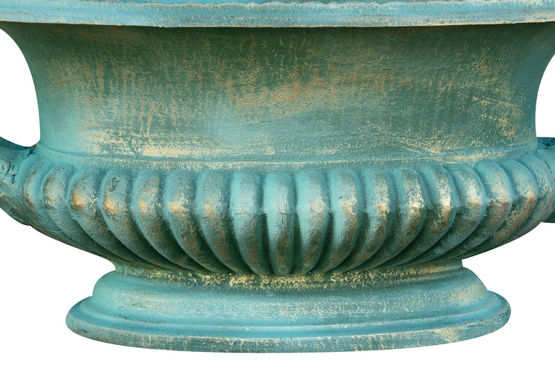 Biscottini Vaso con manici in fusione di ghisa finitura verde anticata Stabile robusto