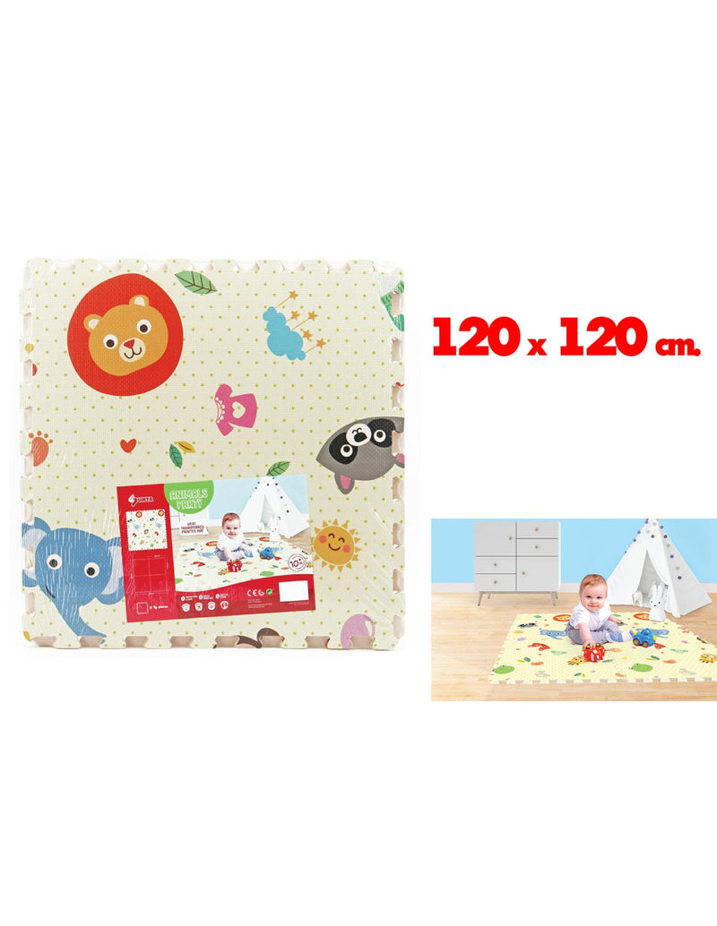 Tappeto Puzzle Festa Animali 120x120
