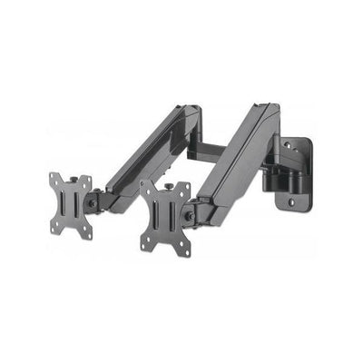 Manhattan 461627 Supporti a parete per TV 81,3 cm [32] Nero (TV & Monitor Mount, Wall, Full Motion [Gas Spring], 2 screens, Screen Sizes: 17-32, Black, Dual Screen, VESA 75x75 to 100x100mm, Max 8kg [