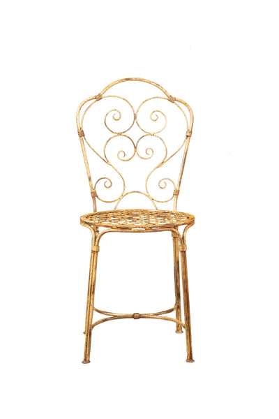 Biscottini Sedia in ferro battuto da esterno da giardino da pranzo finitura bianca anticata