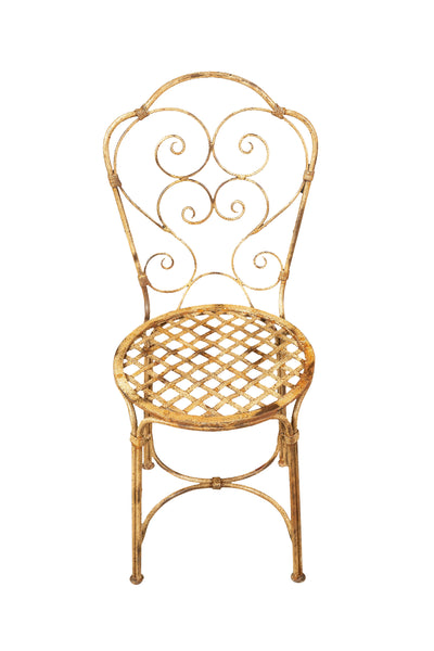 Biscottini Sedia in ferro battuto da esterno da giardino da pranzo finitura bianca anticata