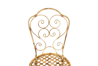 Biscottini Sedia in ferro battuto da esterno da giardino da pranzo finitura bianca anticata