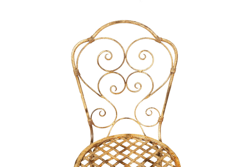 Biscottini Sedia in ferro battuto da esterno da giardino da pranzo finitura bianca anticata