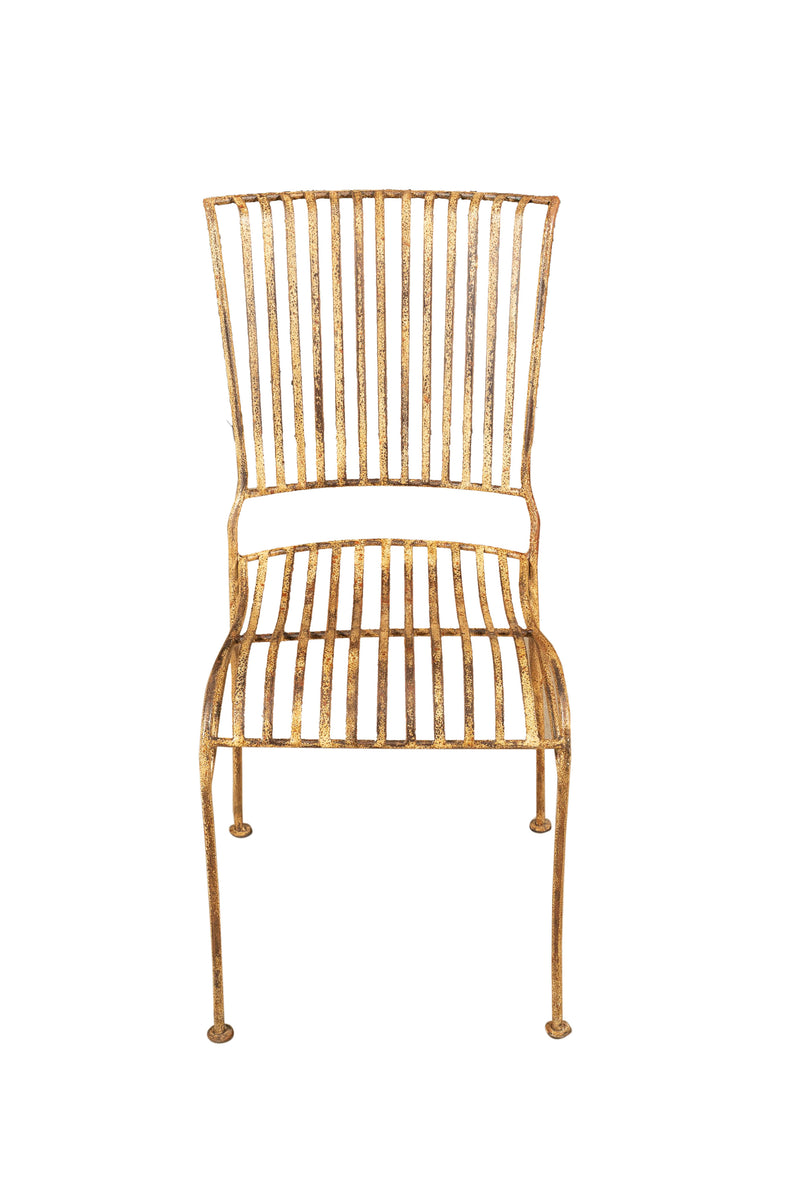 Biscottini Sedia in ferro battuto da esterno da giardino da pranzo finitura crema anticata