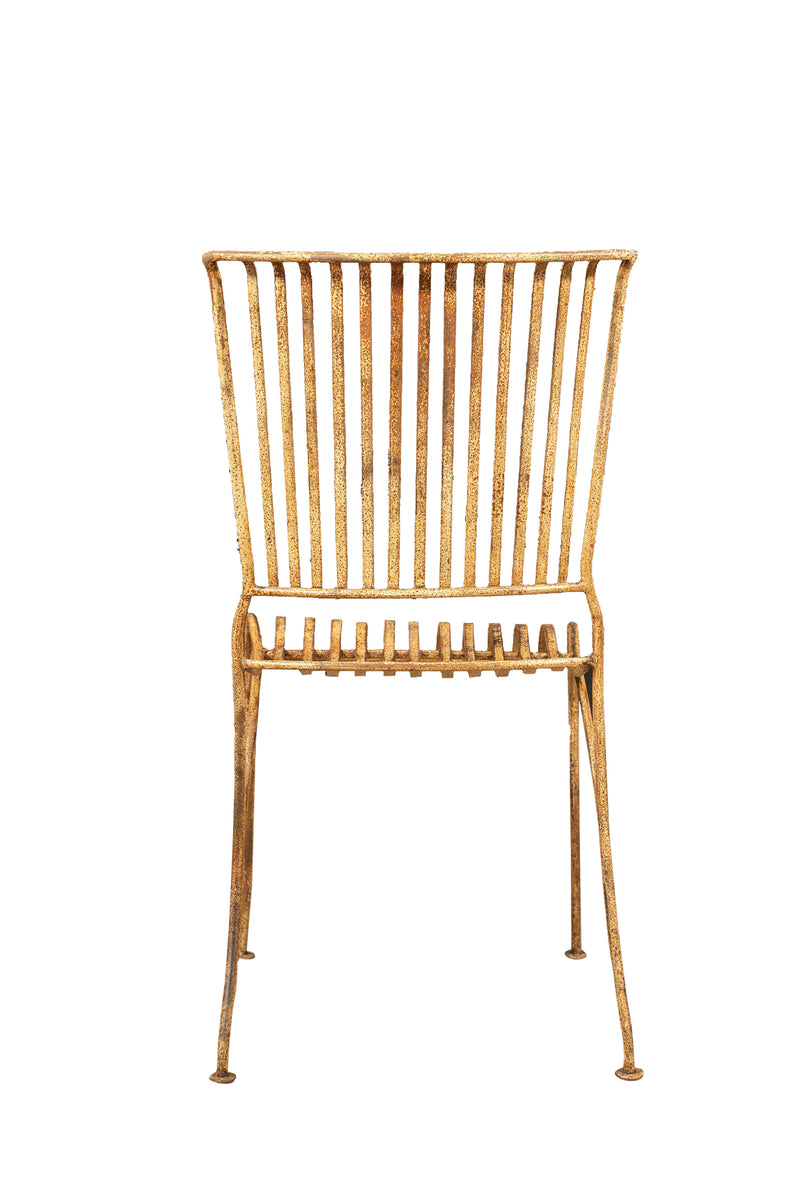 Biscottini Sedia in ferro battuto da esterno da giardino da pranzo finitura crema anticata