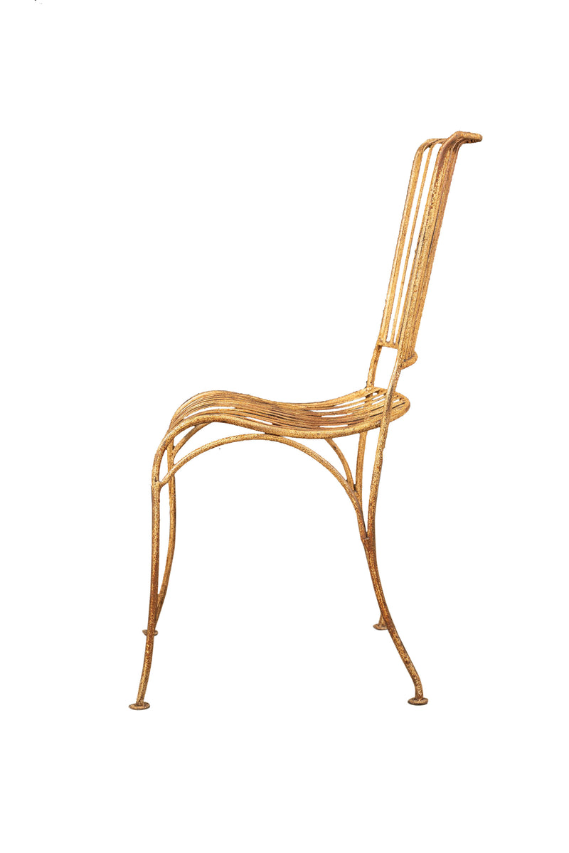 Biscottini Sedia in ferro battuto da esterno da giardino da pranzo finitura crema anticata