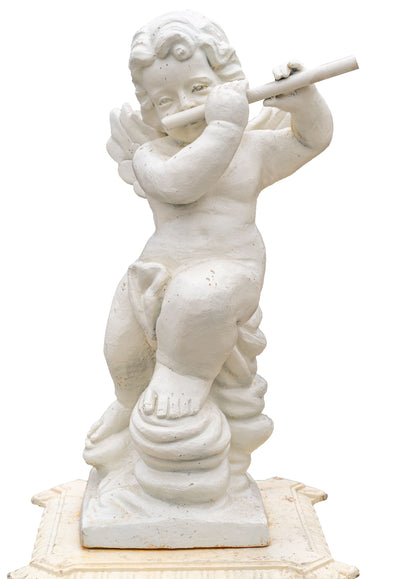 Biscottini Set 4 statue in fusione di ghisa finitura bianca anticata Coppia statue,