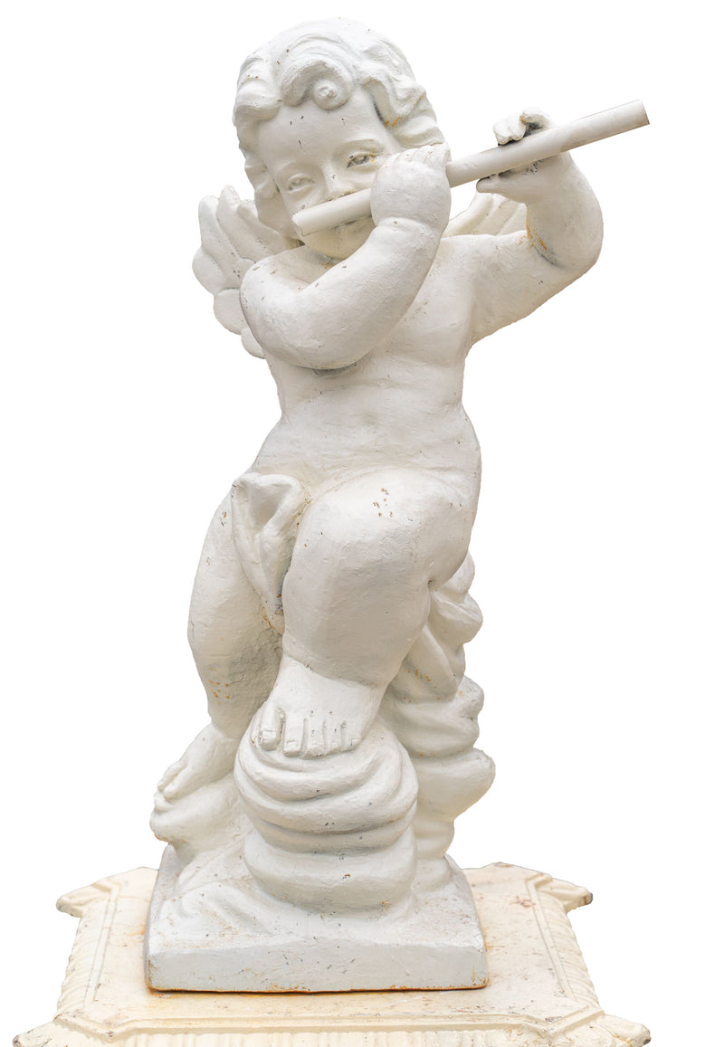 Biscottini Set 4 statue in fusione di ghisa finitura bianca anticata Coppia statue,