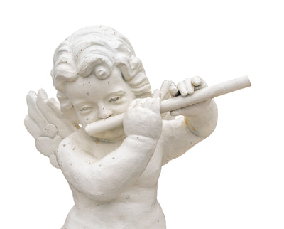 Biscottini Set 4 statue in fusione di ghisa finitura bianca anticata Coppia statue,