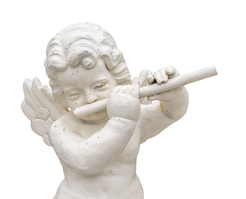 Biscottini Set 4 statue in fusione di ghisa finitura bianca anticata Coppia statue,