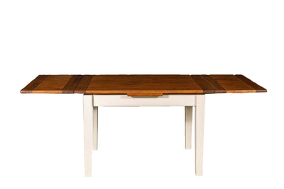 Biscottini Tavolo Country allungabile in legno massello di tiglio struttura bianca anticata piano noce Made in Italy