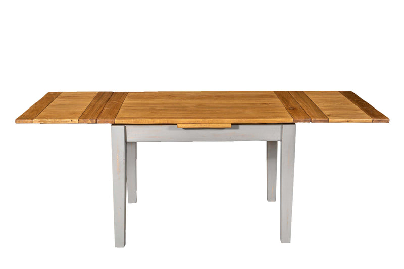 Biscottini Tavolo Country allungabile in legno massello di tiglio struttura grigio anticato piano naturale Made in Italy