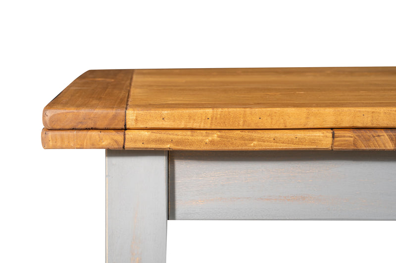 Biscottini Tavolo Country allungabile in legno massello di tiglio struttura grigio anticato piano naturale Made in Italy