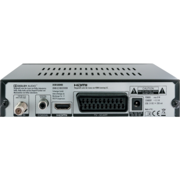 Schwaiger DSR500HD set-top box TV Cavo Full HD Nero (Schwaiger DSR 500 HD - Satellit Tv-mod)
