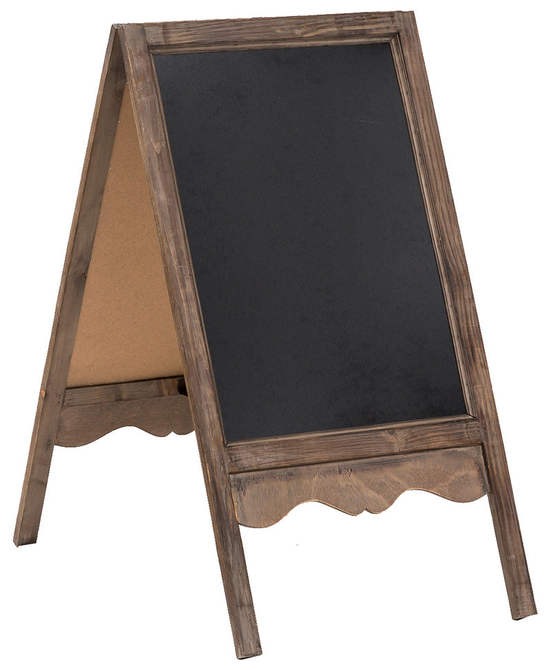 Biscottini Lavagna da terra bifacciale con cornice in legno finitura anticata 50x6x95 cm