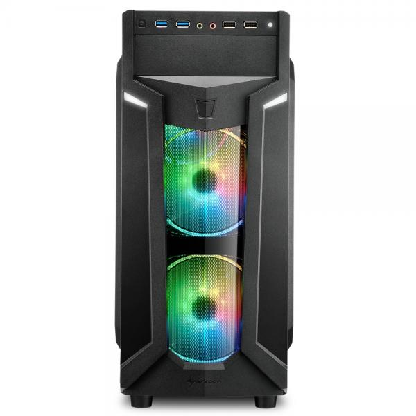 SHARKOON CASE VG6-W RGB, ATX, 2XUSB2, 2XUSB3, 6 SLOTS, 2X120 LED FRONT 1X120 REAR, WINDOW ACRILIC, RGB COLOR