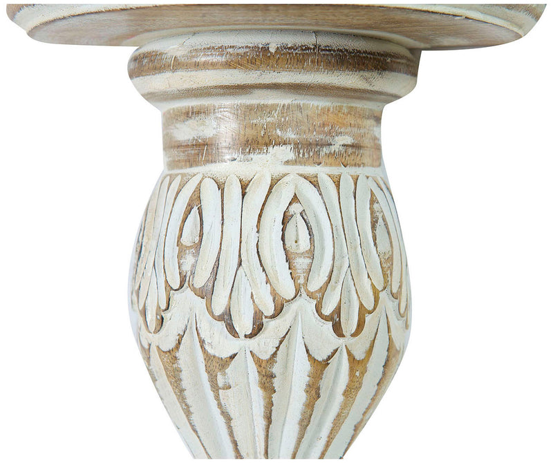 Biscottini Mensola in legno intagliato finitura bianca anticata L23xPR11,5xH24 cm